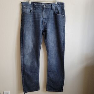 Pd&c Jeans Mens Size 36 x 32 Blue Denim Slim Straight Medium Wash Whisker Fade.